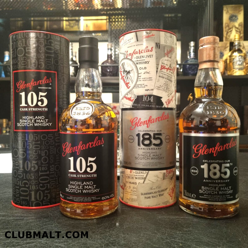 GLENFARCLAS 105 CASK STRENGTH AND 185 ANNIVERSARY EDITION SET 70CL